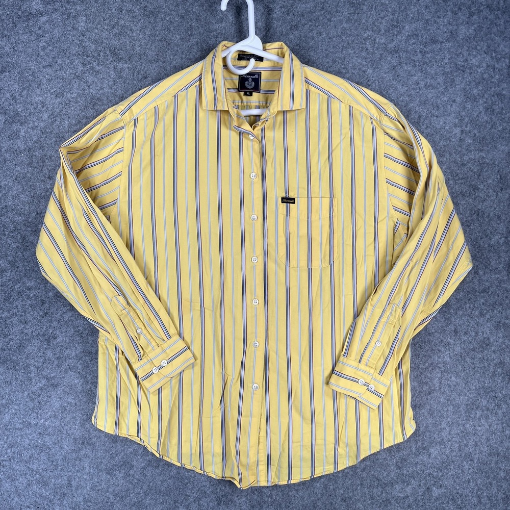 Faconnable Shirt Mens XL Striped Button Up Long‎ Sleeve Made in USA